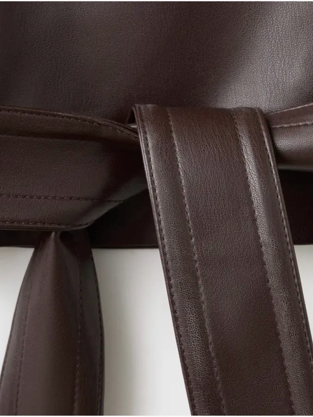 Mango Black Faux Leather Tie-Waist Jacket - Picture 6 of 7